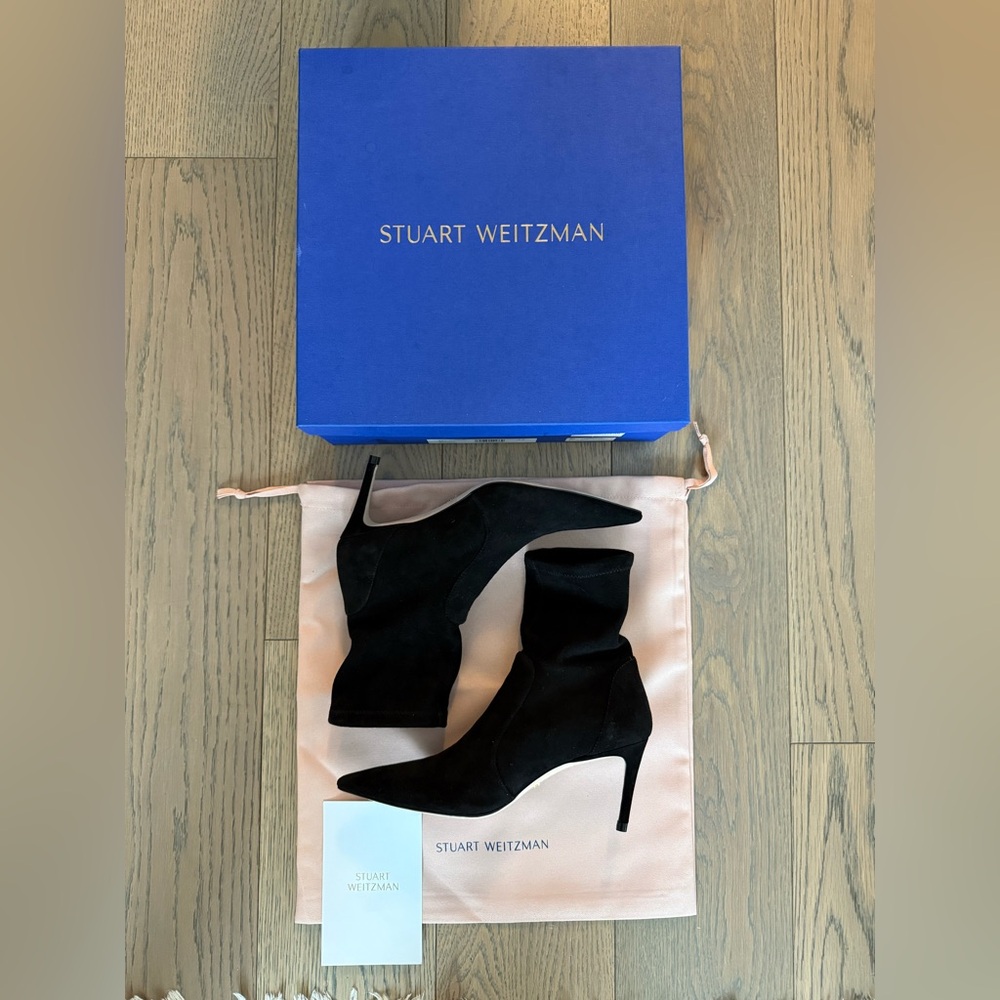 Stuart Weitzman Black Suede Sock Boots (7)
